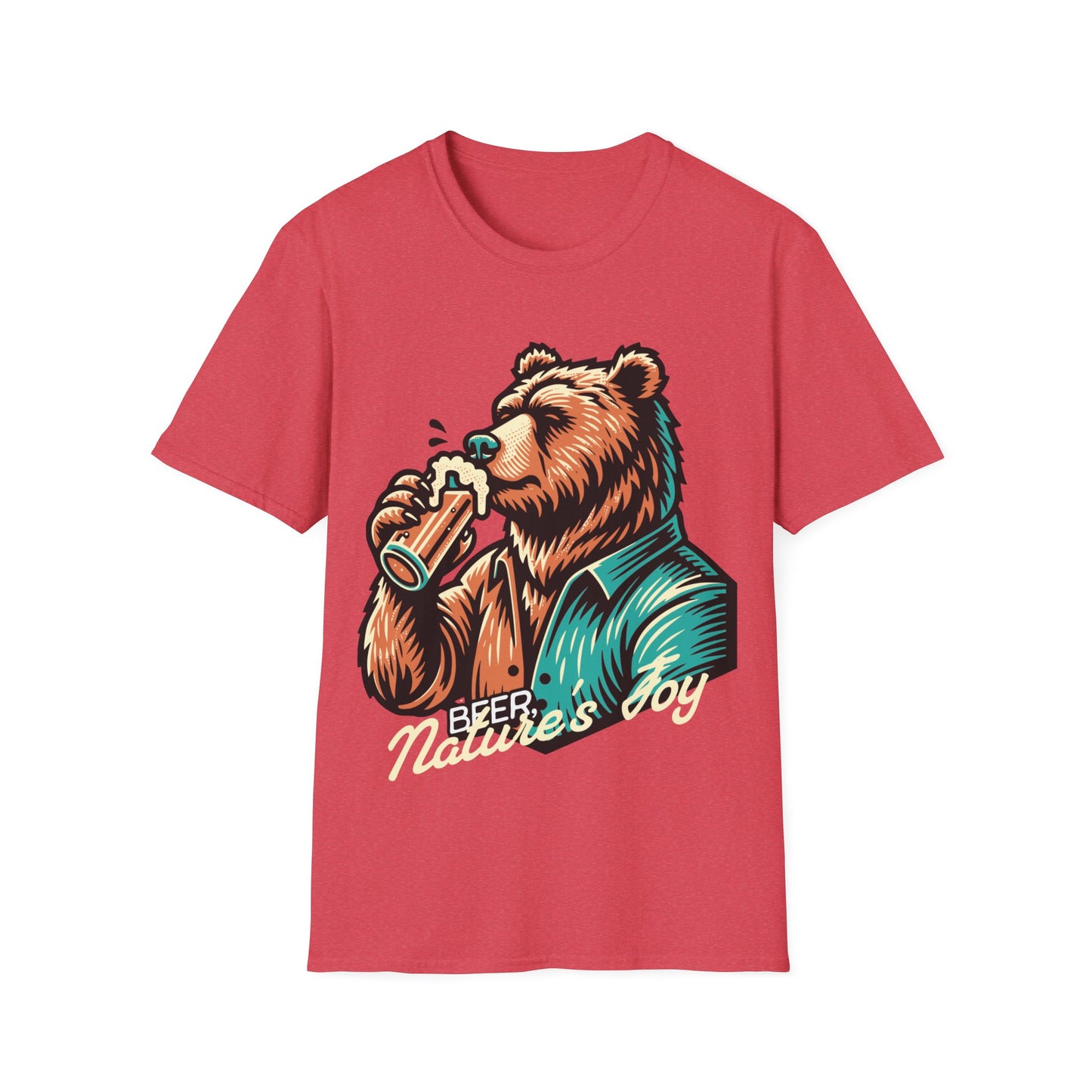 "Vintage Bear Drinking" Beer T-Shirt – Nature's Joy Tee for Beer Lovers