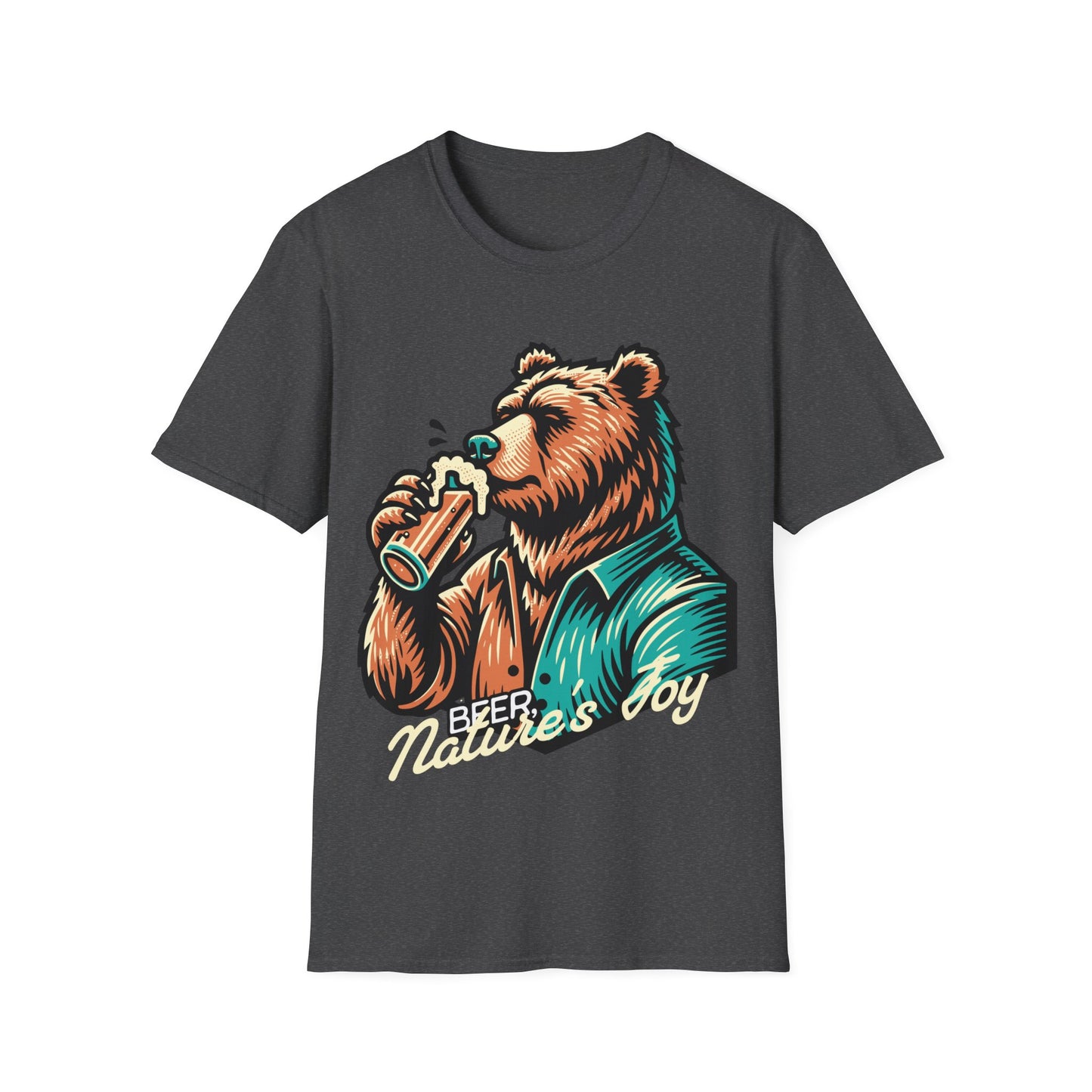 "Vintage Bear Drinking" Beer T-Shirt – Nature's Joy Tee for Beer Lovers