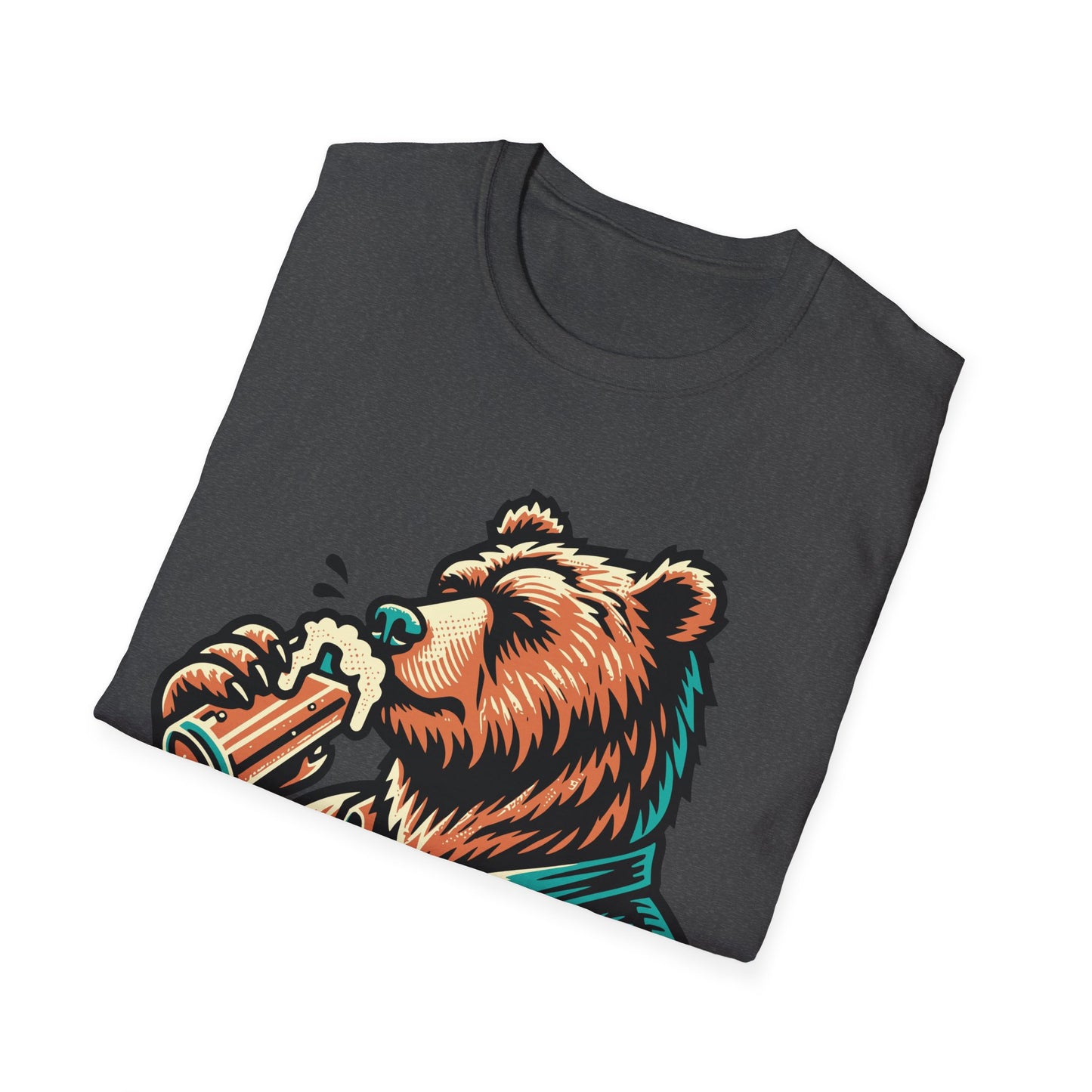 "Vintage Bear Drinking" Beer T-Shirt – Nature's Joy Tee for Beer Lovers