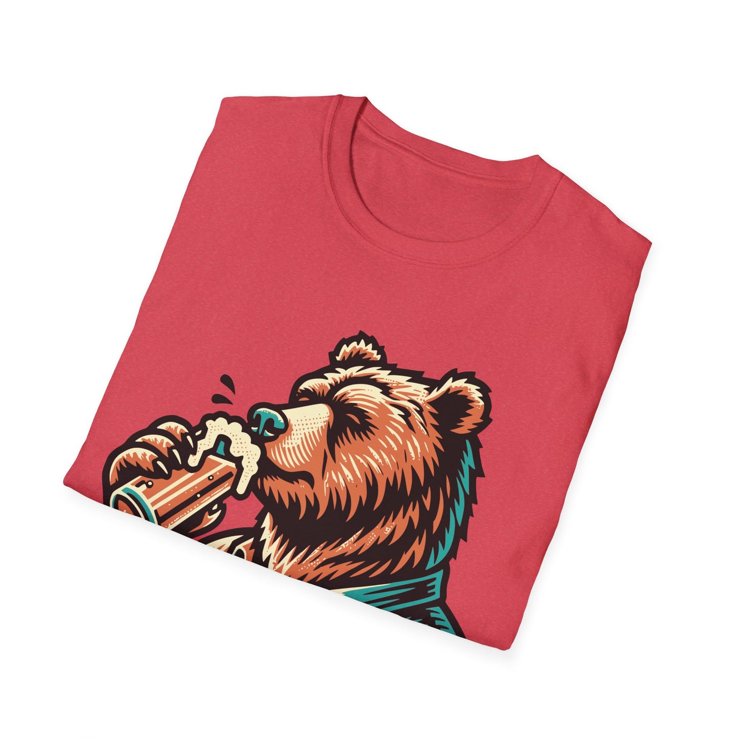 "Vintage Bear Drinking" Beer T-Shirt – Nature's Joy Tee for Beer Lovers