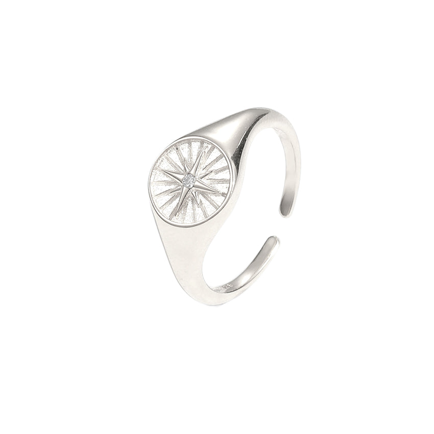 Casual CZ Sun Shine 925 Sterling Silver Adjustable Ring