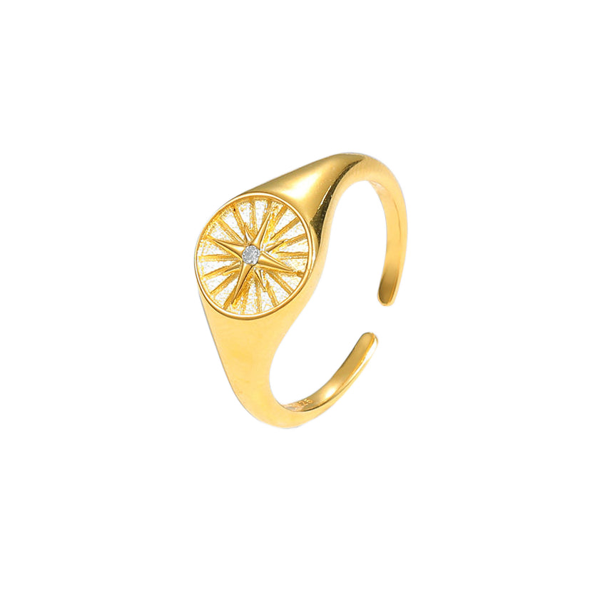 Casual CZ Sun Shine 925 Sterling Silver Adjustable Ring