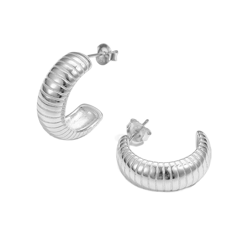 Hot C Shape Tube 925 Sterling Silver Hoop Earrings