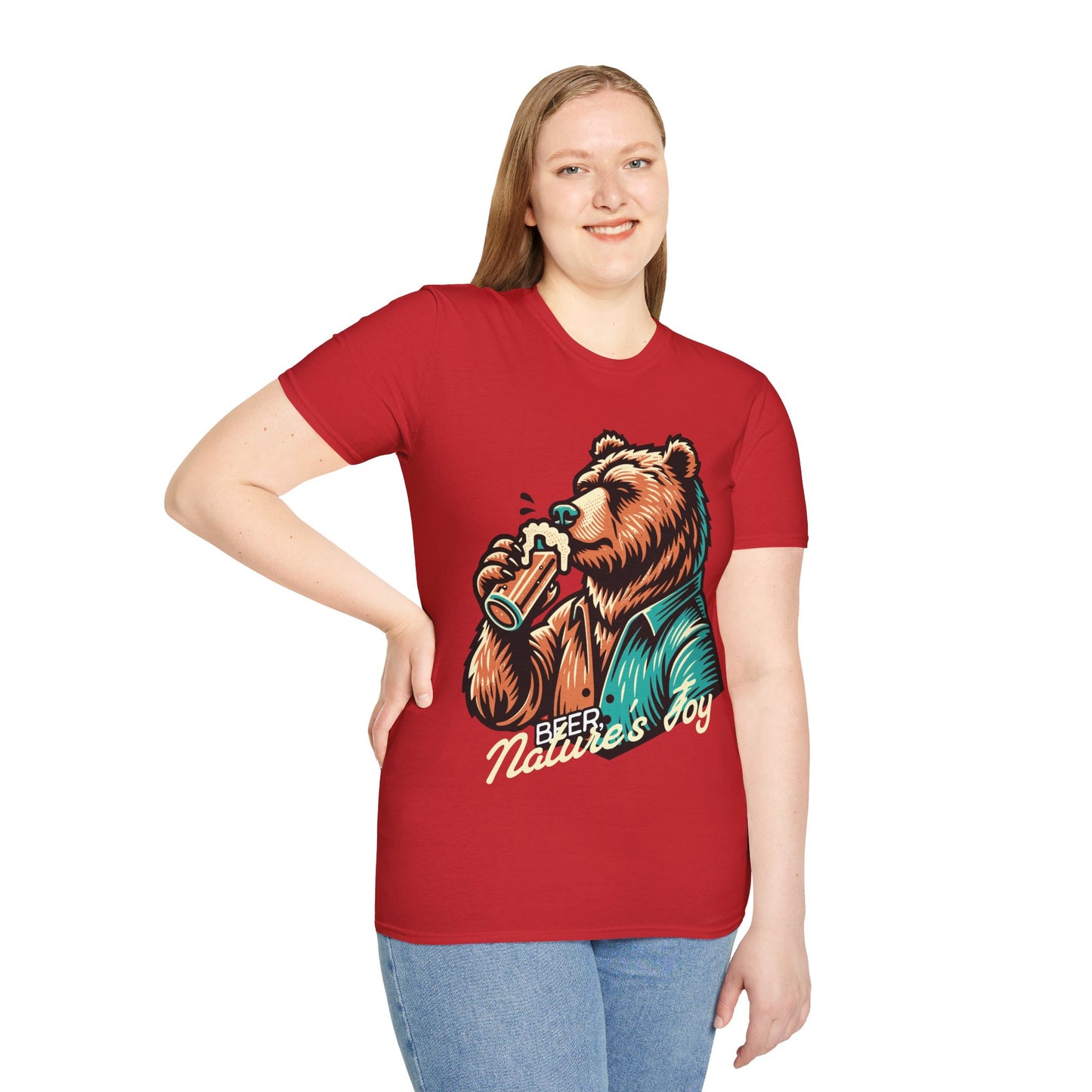 "Vintage Bear Drinking" Beer T-Shirt – Nature's Joy Tee for Beer Lovers