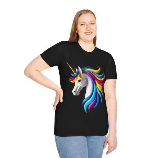 "Rainbow Unicorn Graphic T-Shirt - Vibrant Fantasy Animal Print Tee for Unicorn Lovers"