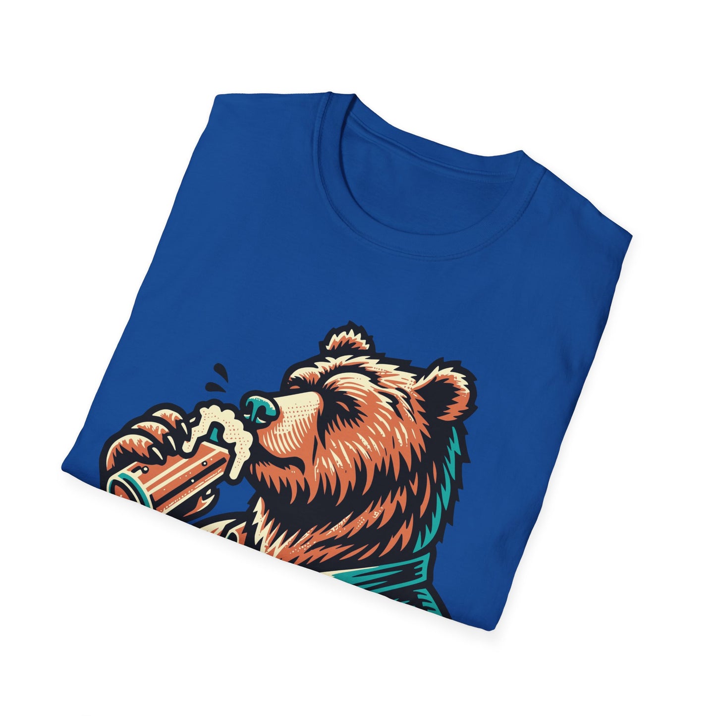 "Vintage Bear Drinking" Beer T-Shirt – Nature's Joy Tee for Beer Lovers