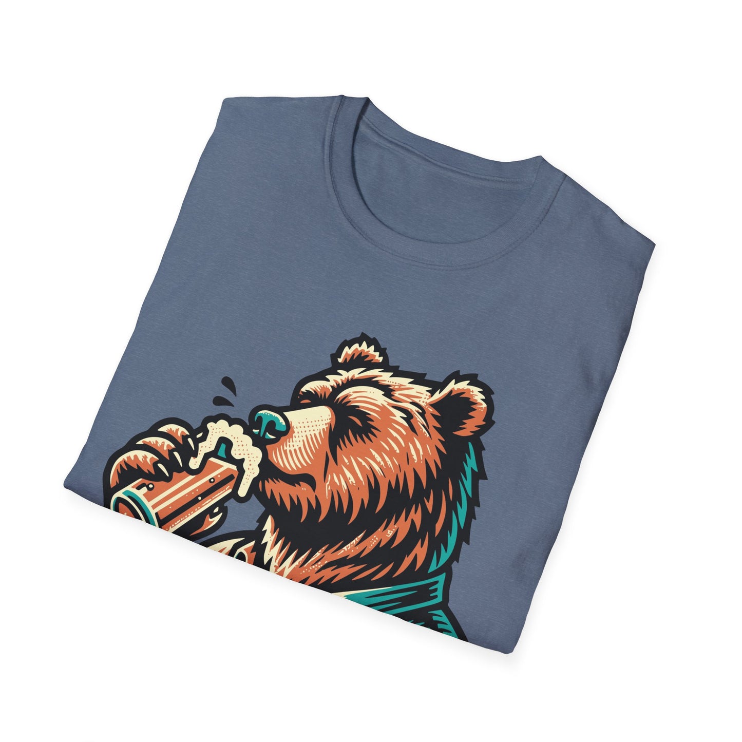 "Vintage Bear Drinking" Beer T-Shirt – Nature's Joy Tee for Beer Lovers