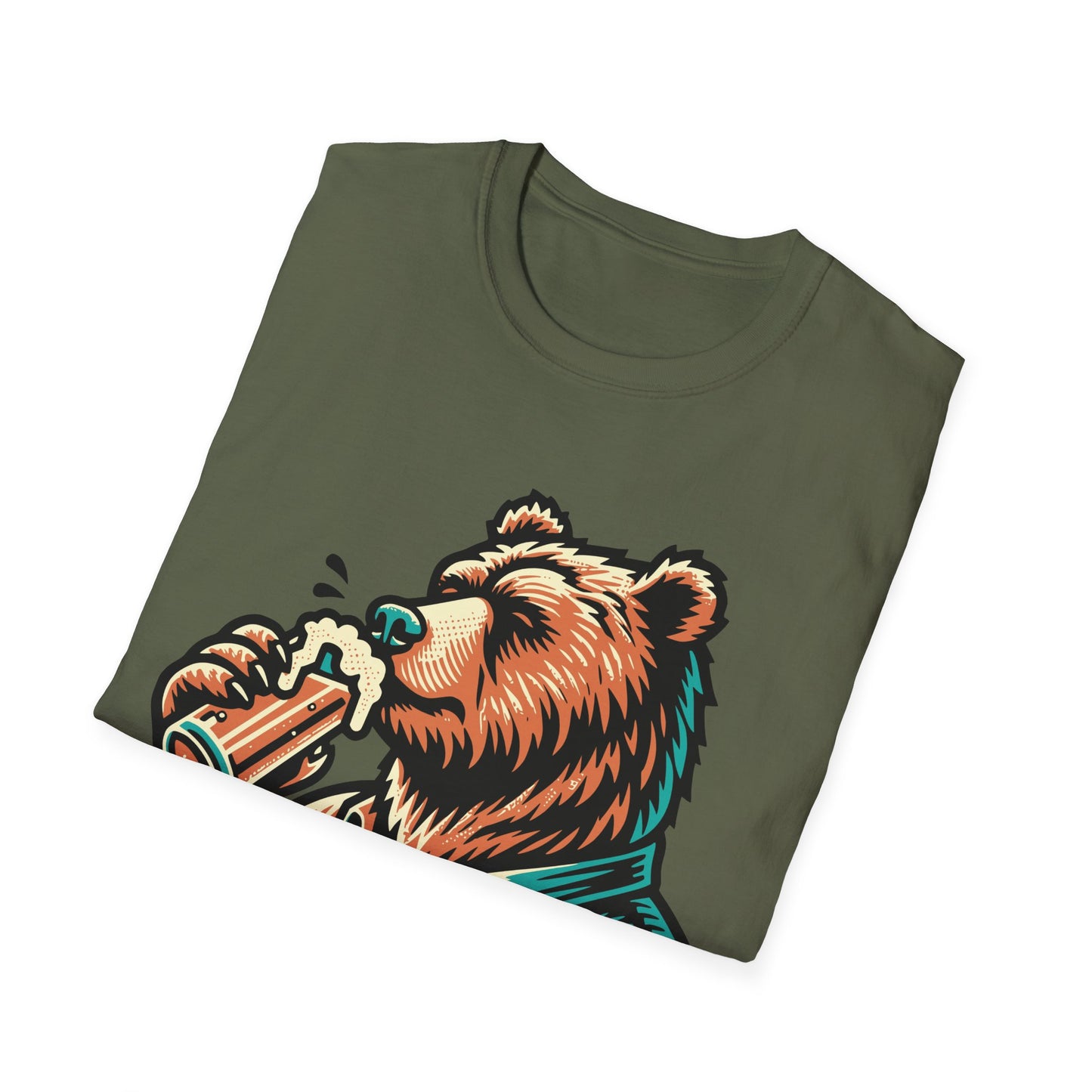 "Vintage Bear Drinking" Beer T-Shirt – Nature's Joy Tee for Beer Lovers