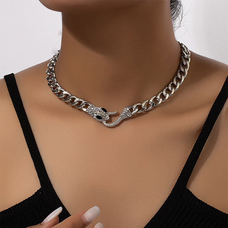 European And American Snake-shaped Metal Chain Necklace Clavicle Chain Ins Hip Hop