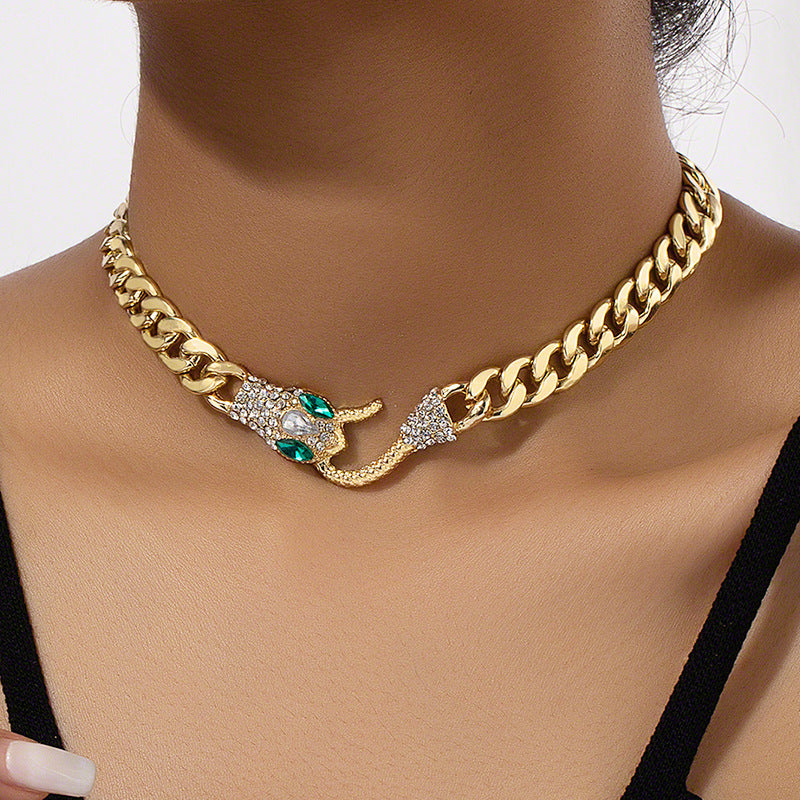 European And American Snake-shaped Metal Chain Necklace Clavicle Chain Ins Hip Hop