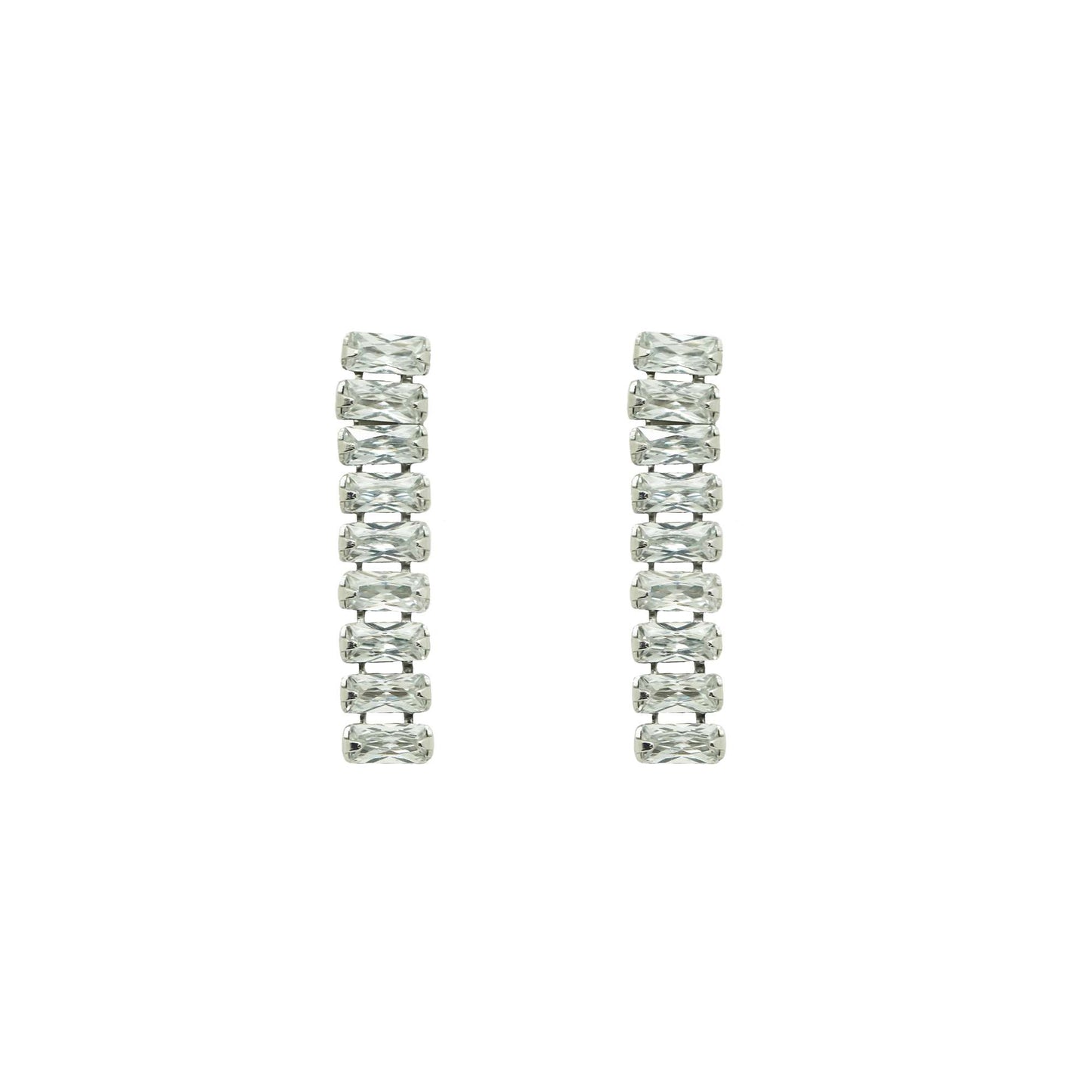 Elegant CZ Chain 925 Sterling Silver Dangling Earrings