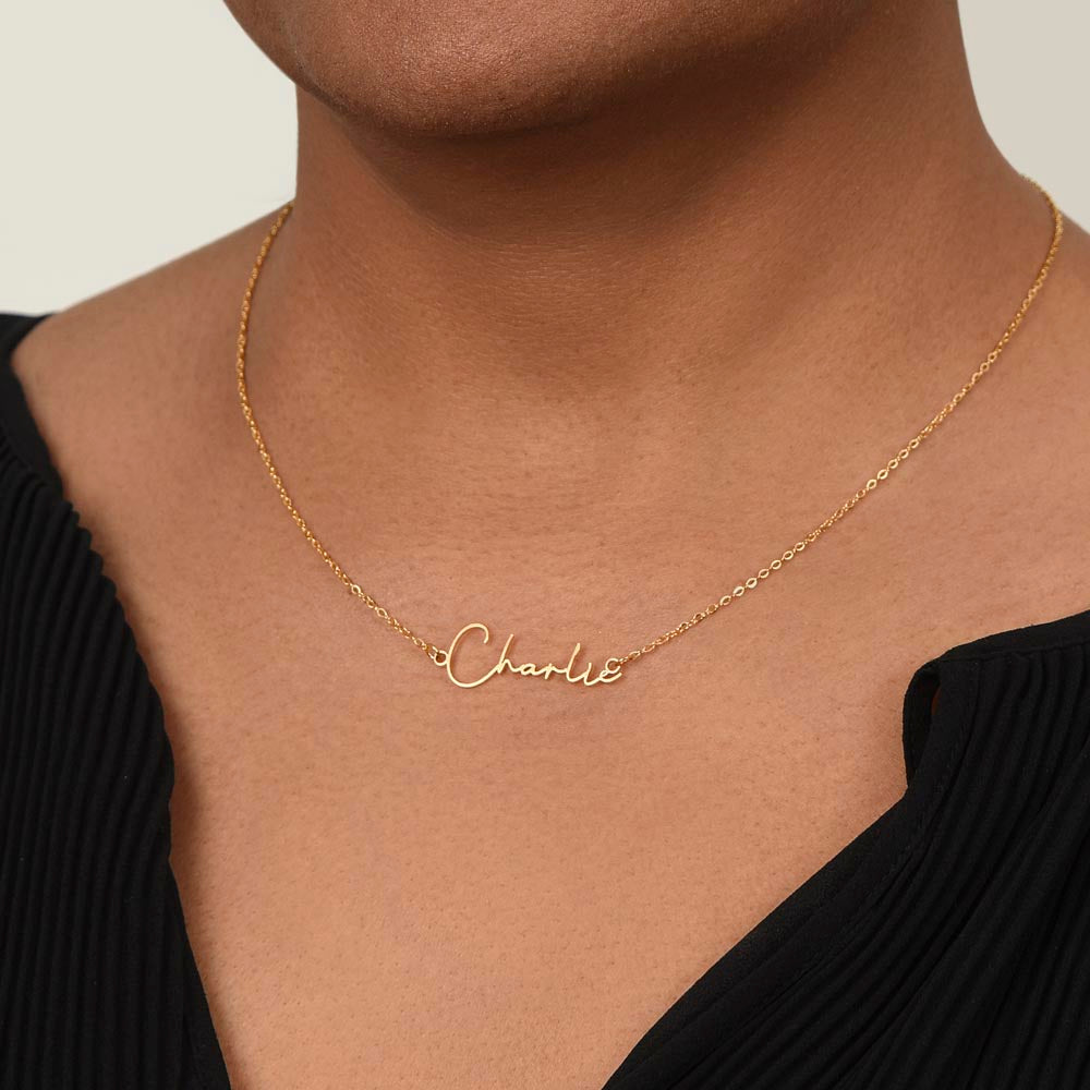 Personalized Name Necklace, Custom Signature Necklace, Stainless Steel or 18K Gold Finish, Adjustable Cable Chain, Made in USA