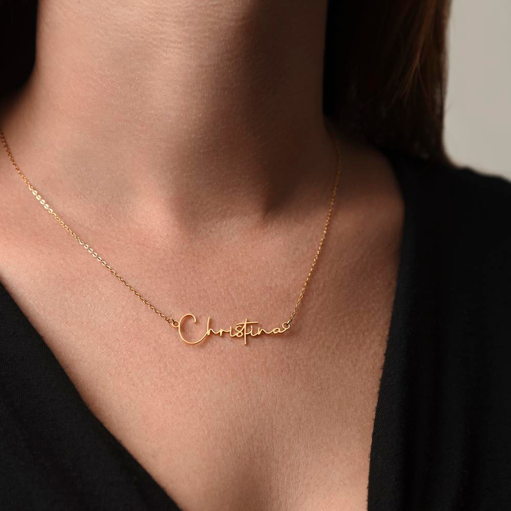 Personalized Name Necklace, Custom Signature Necklace, Stainless Steel or 18K Gold Finish, Adjustable Cable Chain, Made in USA